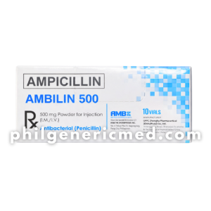 Ampicillin AMBILIN 500mg Powder for Injection Vials 10's