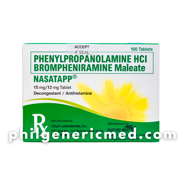 Phenylpropanolamine HCl + Brompheniramine Maleate NASATAPP 15mg/12mg Tablet 100's