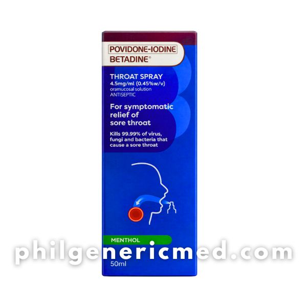 Povidone-Iodine BETADINE THROAT SPRAY 0.45% w/v (Menthol) 50mL 1's