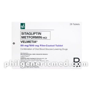 Sitagliptin + Metformin HCl VELMETIA 50mg/500mg Film-Coated Tablets 28's