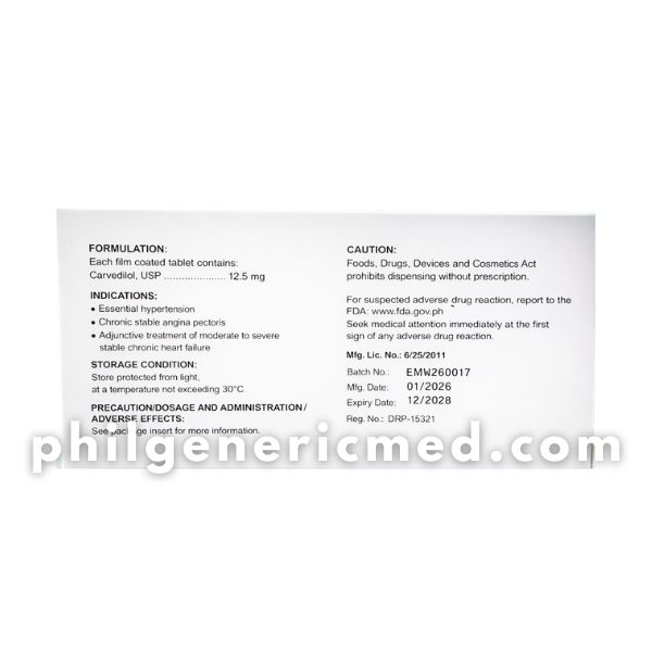 Carvedilol MEDCARV 12.5 12.5 mg Film-Coated Tablet 30's - Image 3