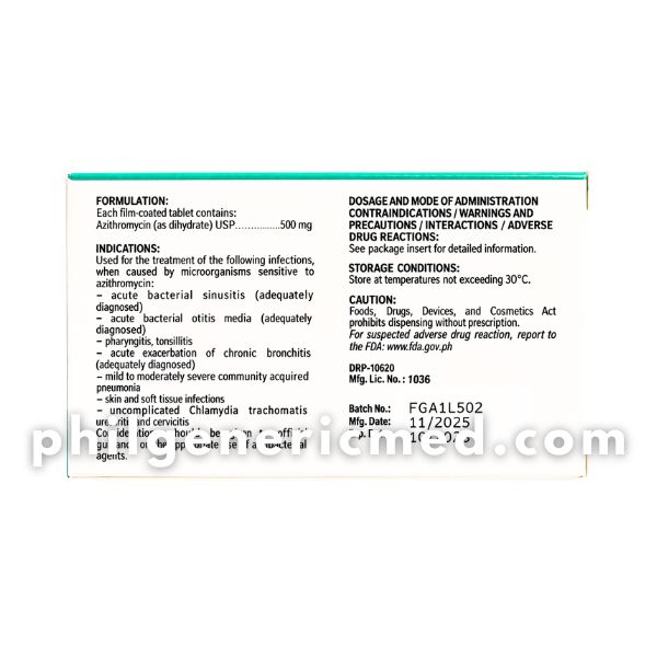 Azithromycin AZITHRONOVA 500mg Film-Coated Tablet 3's - Image 3