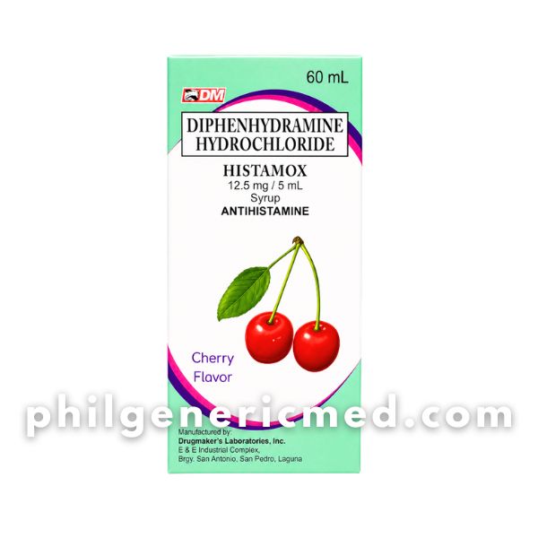 Diphenhydramine Hydrochloride HISTAMOX 12.5mg/5mL Syrup Cherry Flavor 60mL 1's