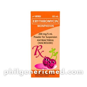 Erythromycin MONPHEVIN 200mg/5mL Powder for Suspension Cherry Flavor 60mL 1's