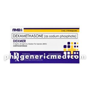 Dexamethasone (as Sodium Phosphate) DEXMER 4mg/mL (8mg/2mL) 2mL Ampoule 10’s