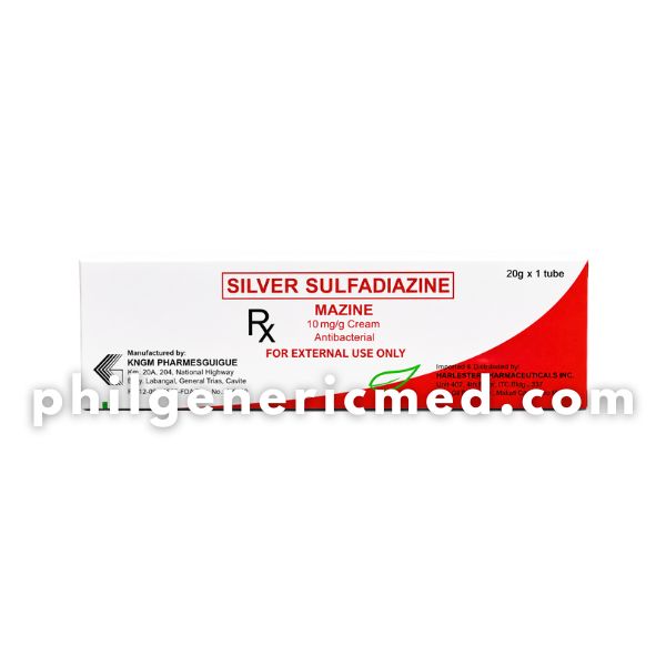 Silver Sulfadiazine MAZINE 10mg/g Cream 20g Tube 1's