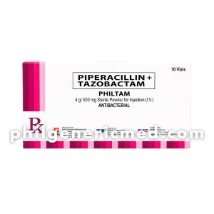 Piperacillin + Tazobactam PHILTAM 4g/500mg Sterile Powder for Injection I.V. Vials 10's