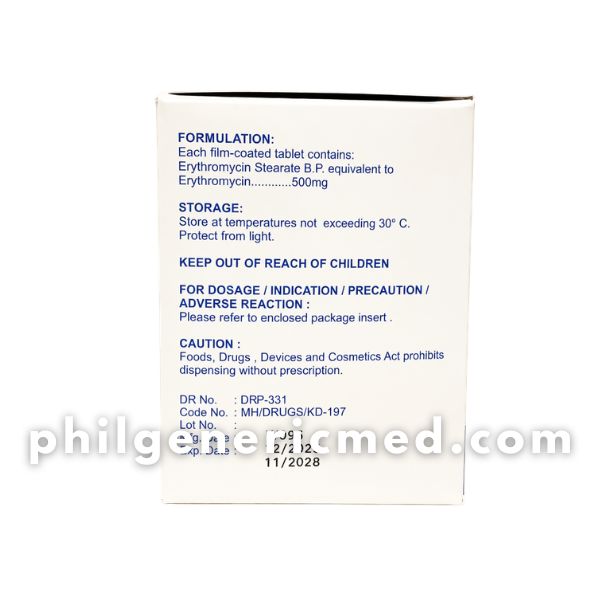 Erythromycin PERTUSTAT 500 500mg Tablet 100's - Image 3