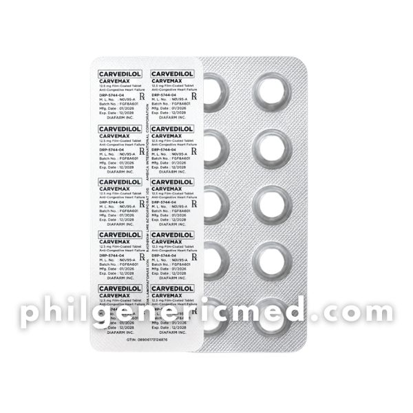 Carvedilol CARVEMAX 12.5 mg Film-Coated Tablet 50's - Image 2