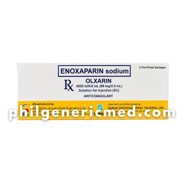 Enoxaparin Sodium OLXARIN 6000 IU/0.6mL Solution for Injection (SC) Pre-Filled Syringes 2's