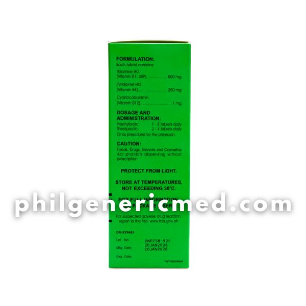 Thiamine HCl Pyridoxine HCl and Cyanocobalamin POLYNERV 500 Tablet 50's - Image 4