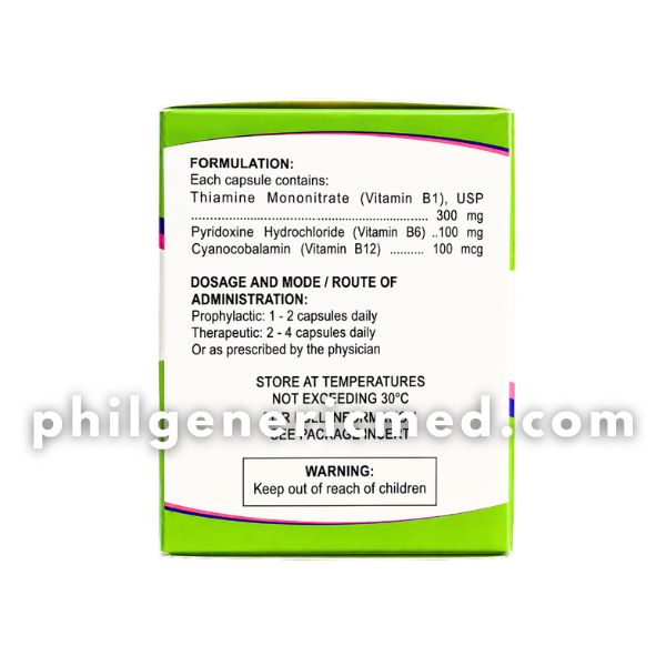 Vitamin B1, Vitamin B6, and Vitamin B12 VITAPLEX-B Capsule 100's - Image 4