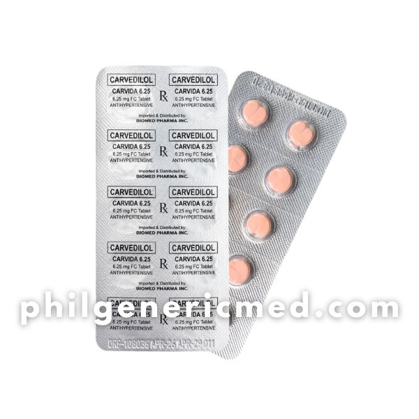 Carvedilol CARVIDA 6.25mg Film-Coated Tablet 30's - Image 2