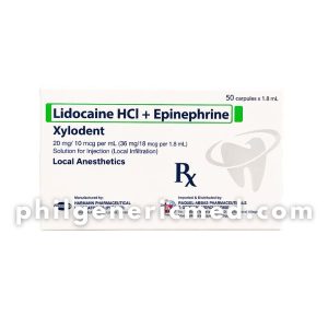 Lidocaine HCl + Epinephrine XYLODENT Solution for Injection 1.8mL Carpules 50's