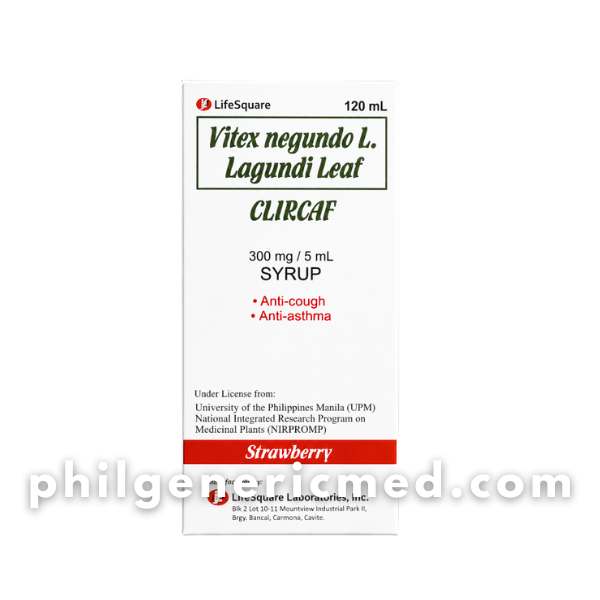 Vitex Negundo L. Lagundi Leaf CLIRCAF 300mg/5mL (Strawberry Flavor) 120mL 1's - Image 3