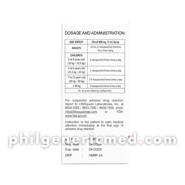 Vitex Negundo L. Lagundi Leaf CLIRCAF 300mg/5mL (Strawberry Flavor) 120mL 1's - Image 4