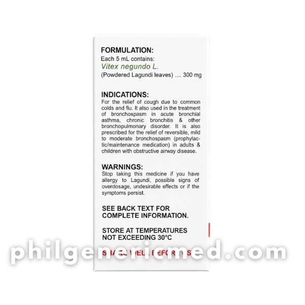 Vitex Negundo L. Lagundi Leaf CLIRCAF 300mg/5mL (Strawberry Flavor) 120mL 1's - Image 5