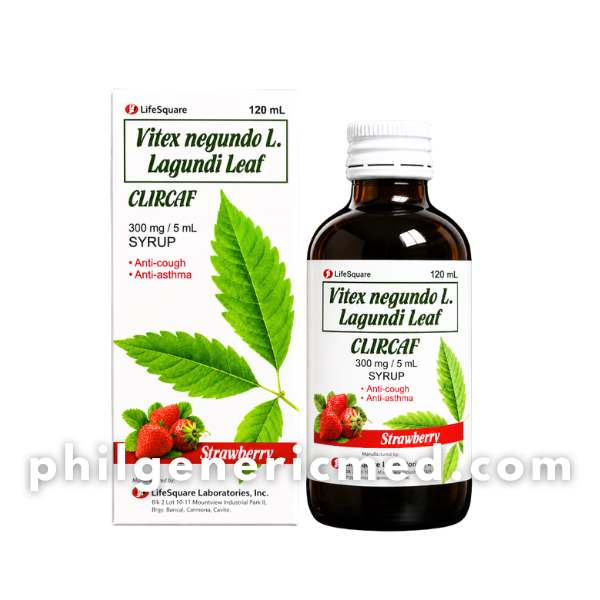 Vitex Negundo L. Lagundi Leaf CLIRCAF 300mg/5mL (Strawberry Flavor) 120mL 1's - Image 2