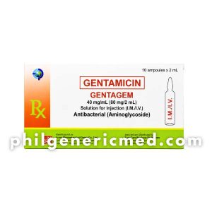 Gentamicin GENTAGEM 40mg/mL Solution for Injection Ampoules 2mL10's