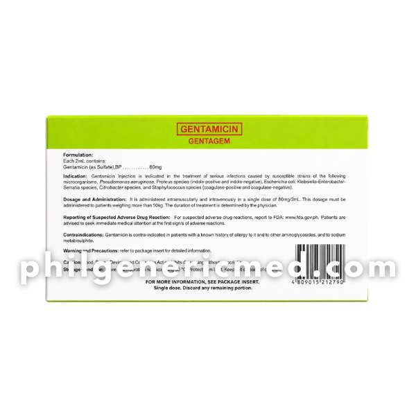 Gentamicin GENTAGEM 40mg/mL Solution for Injection Ampoules 2mL10's - Image 3