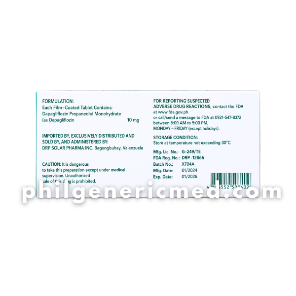 Dapagliflozin DAPATRIS-10 10mg Film-Coated Tablet 30's - Image 2